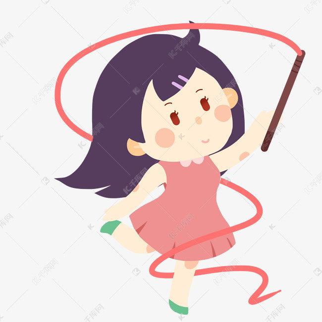 跳彩带舞女孩