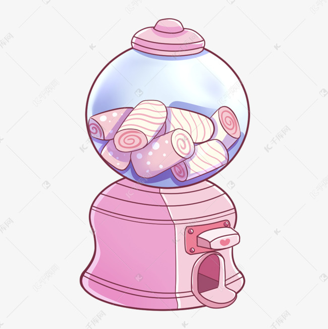 手绘粉红色自动糖果机