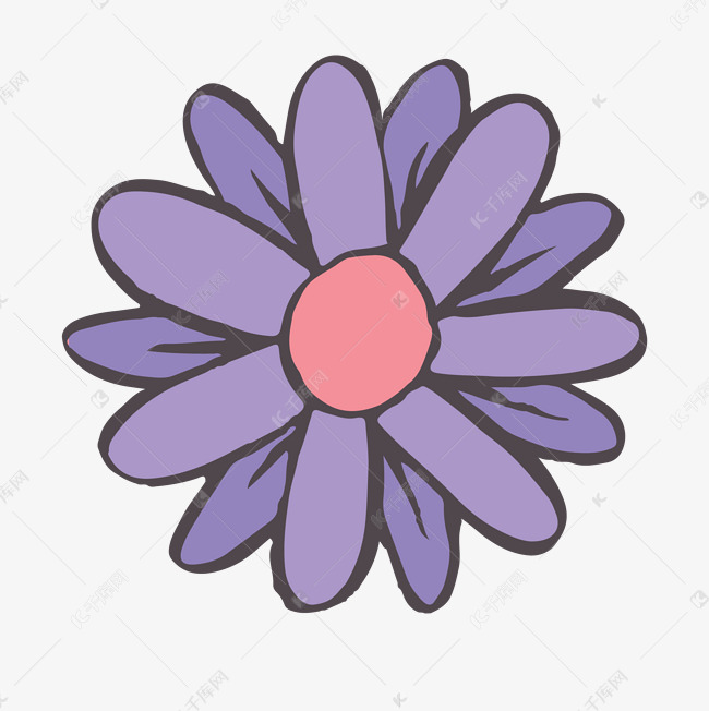 紫色七瓣卡通花朵免抠