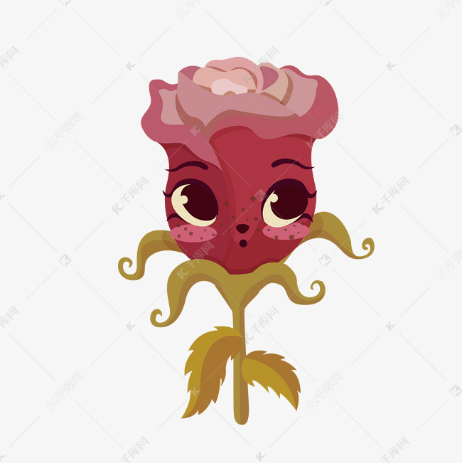 可爱拟人玫瑰矢量素材