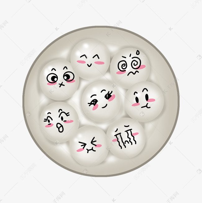 表情汤圆手绘插画