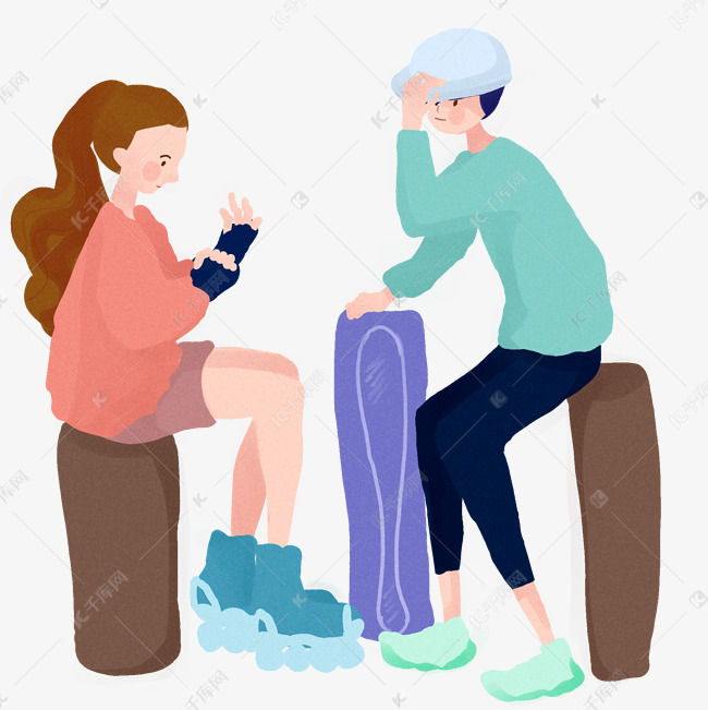 运动健身男孩女孩玩滑板运动