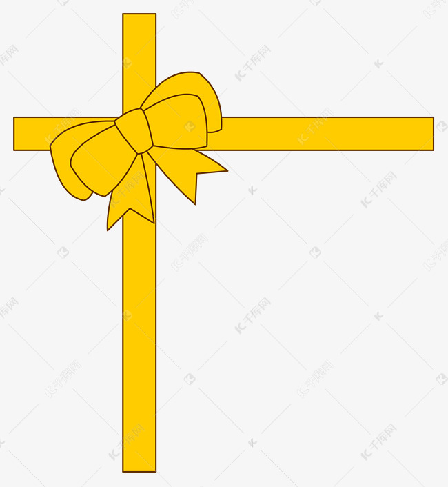 卡通蝴蝶结黄丝带