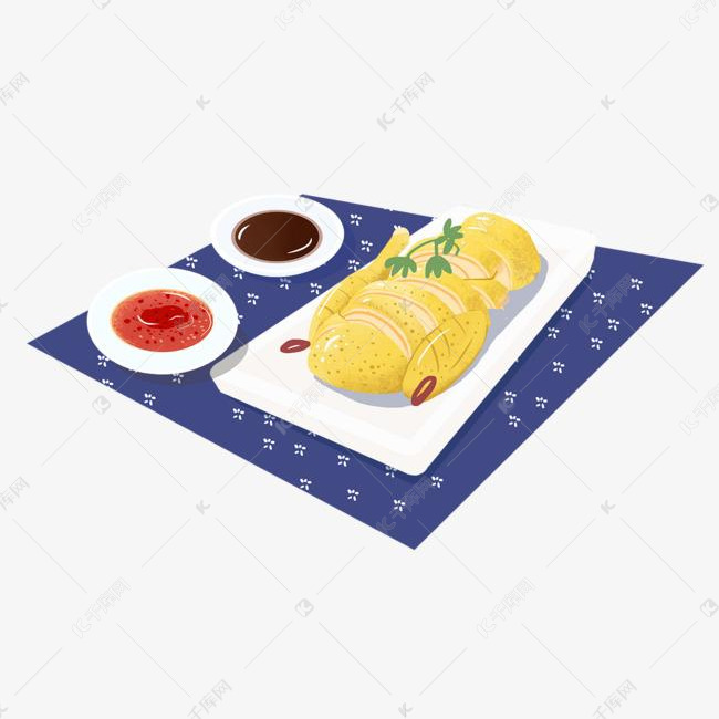 中国传统美食之粤菜手绘白切鸡