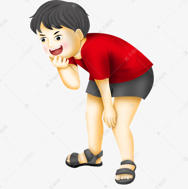 小男孩中蹲着微笑