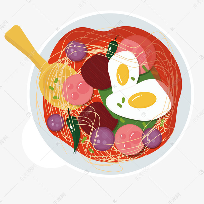 手绘卡通炒菜免抠图