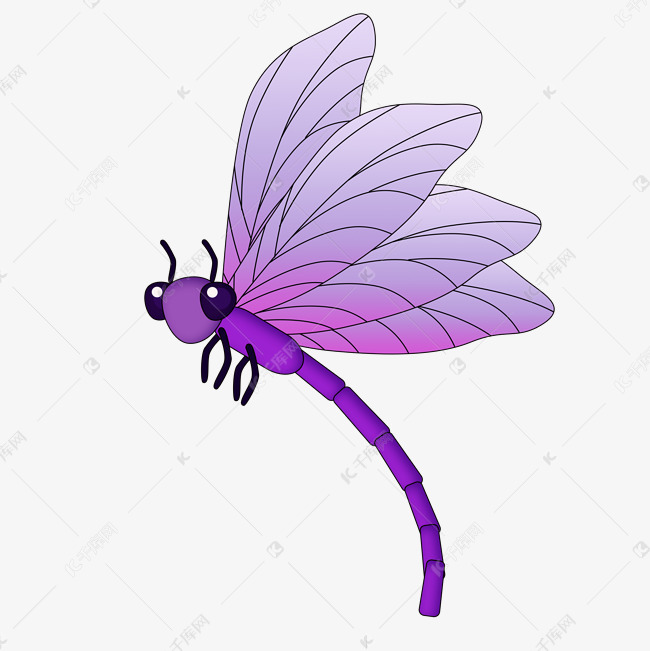 紫色蜻蜓png素材
