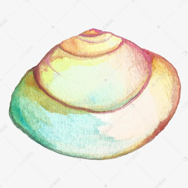 卡通手绘水彩海边海蚌壳