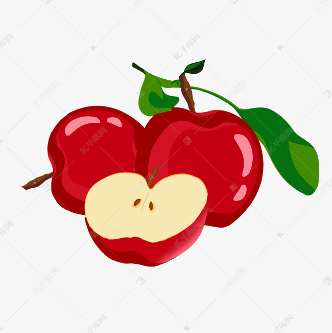 三个水果红色苹果