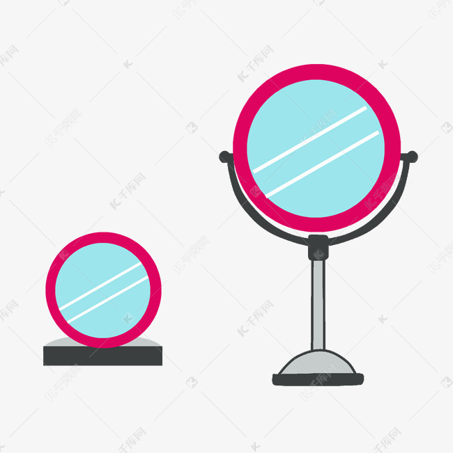 手绘女士化妆镜插画