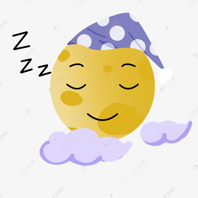 手绘睡觉的拟人月亮