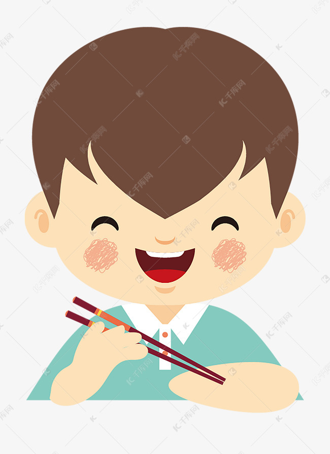 快乐男孩吃饭矢量图