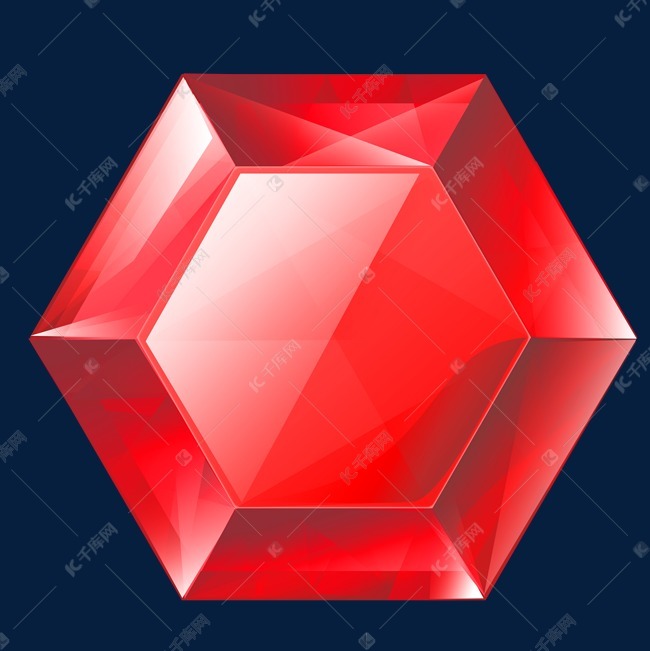 红色六边形宝石