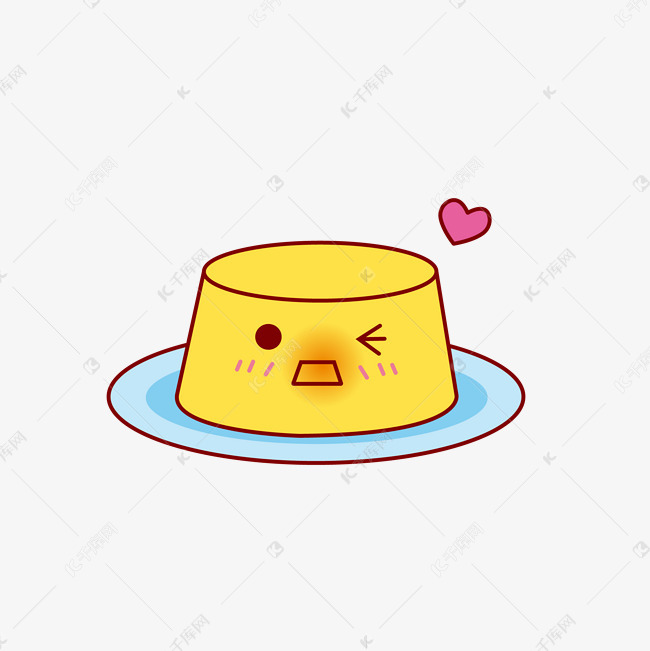 黄色小布丁手绘矢量图