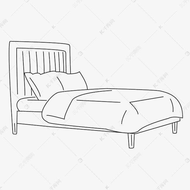 卡通侧面手绘床线稿