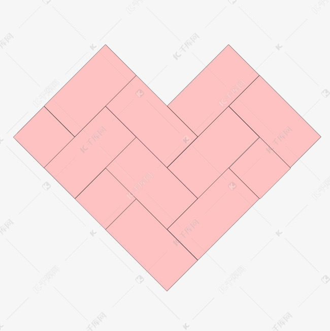 由粉色矩形拼成的心