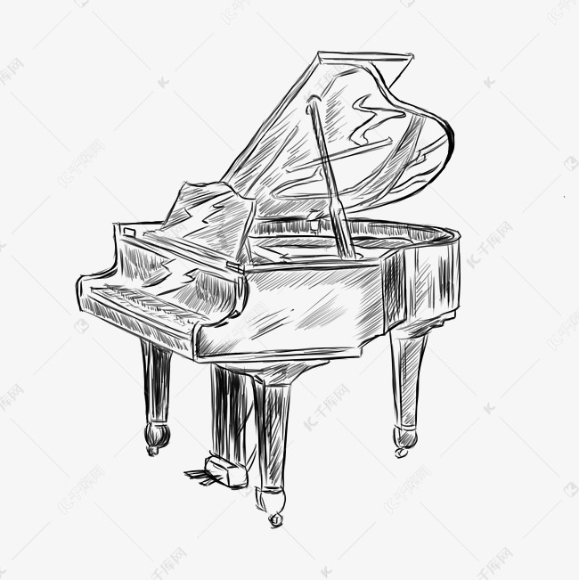 线描乐器钢琴插画