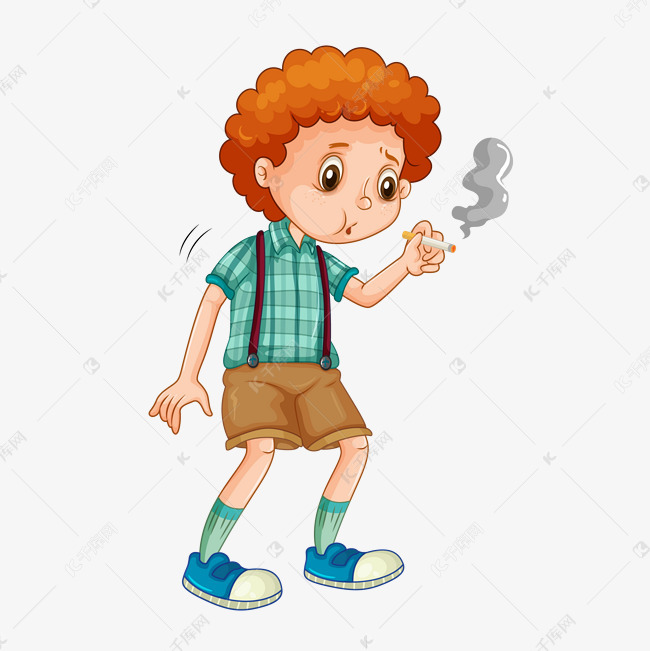 抽烟的男孩矢量素材