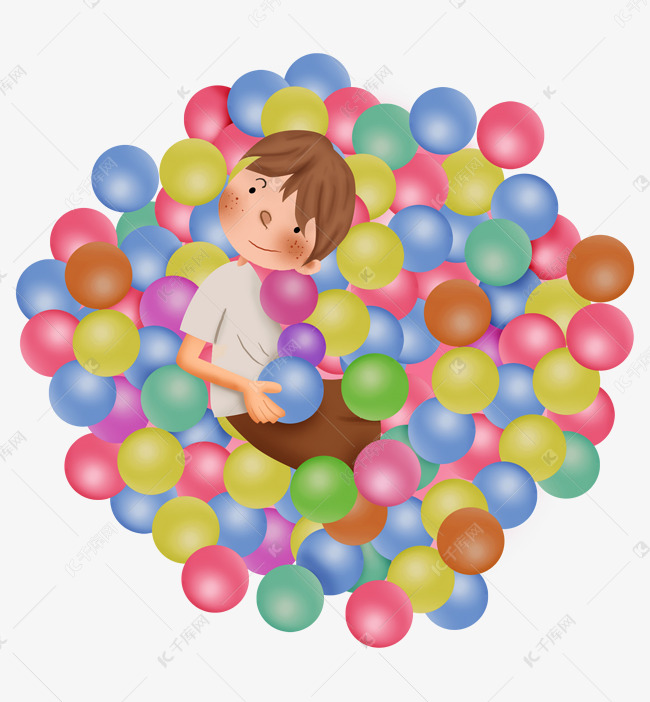 六一儿童节玩海洋球的男孩