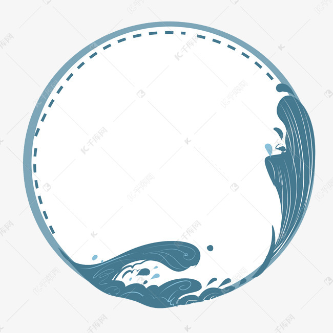 圆形海浪报框插画