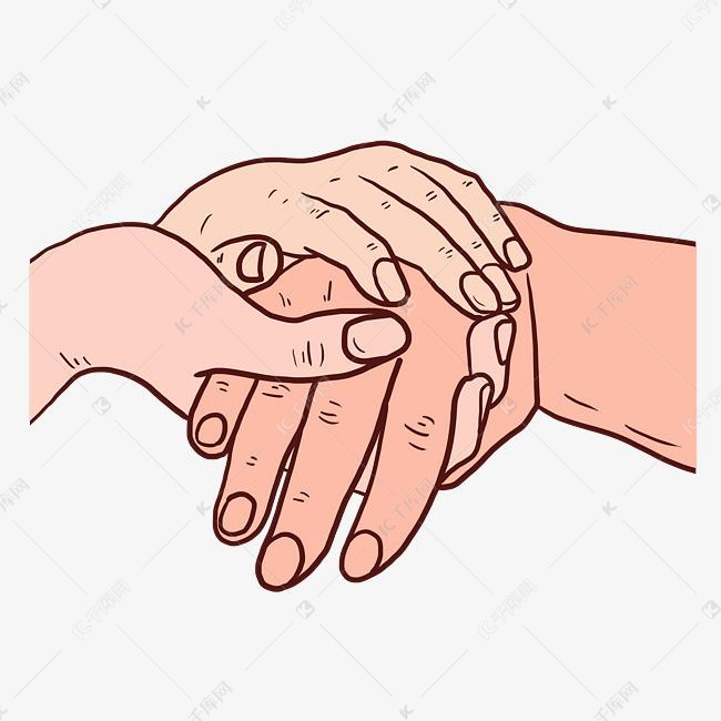 手绘卡通重叠的手