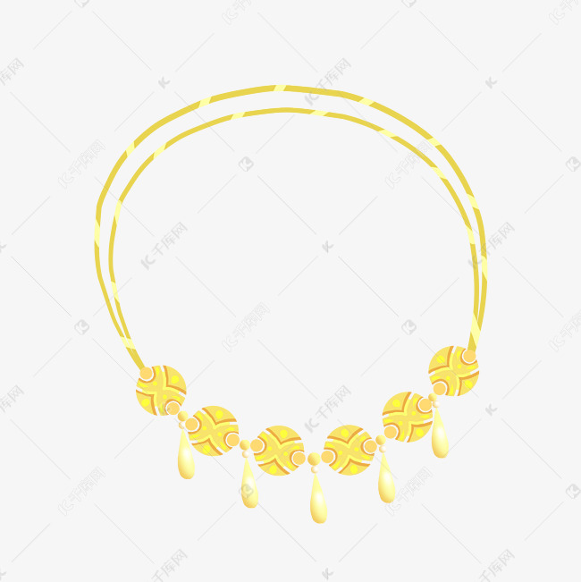 金色的项链手绘插画