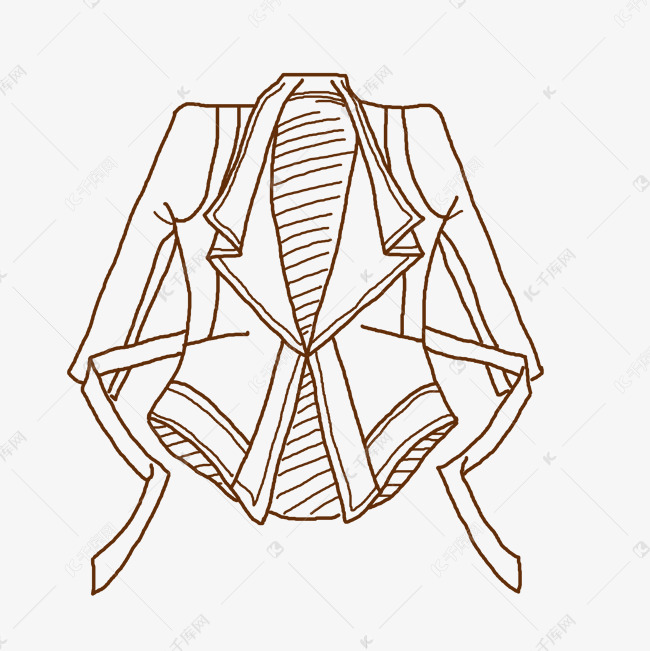 手绘线描皮夹克服装