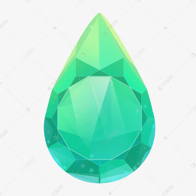 手绘水滴形宝石插画