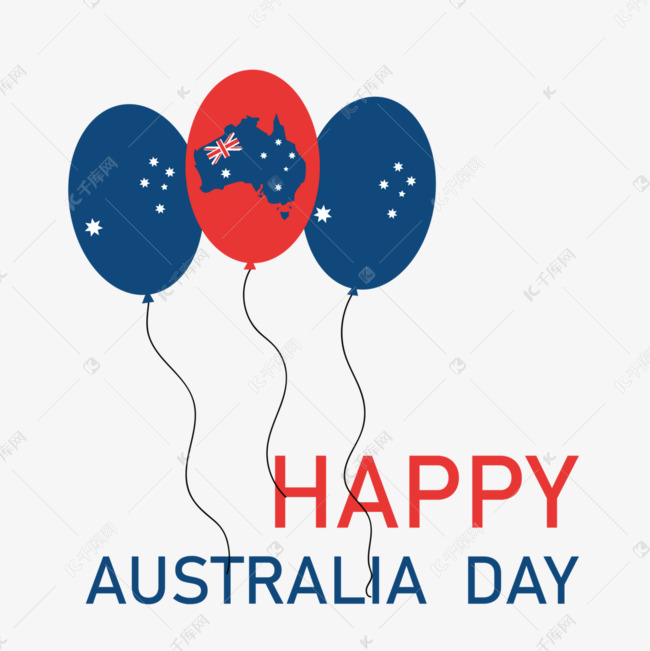 澳大利亚节日旗帜图气球简化元素
