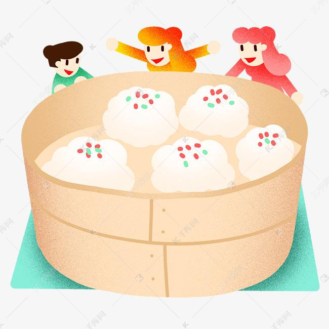 大寒尾牙祭蒸糯米插画