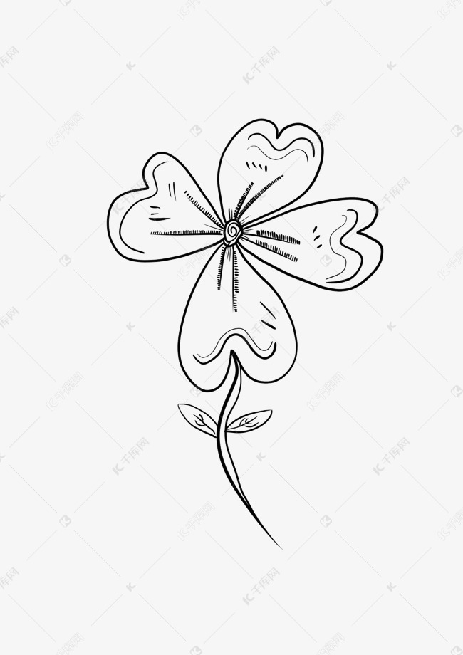 线描小物花朵插画