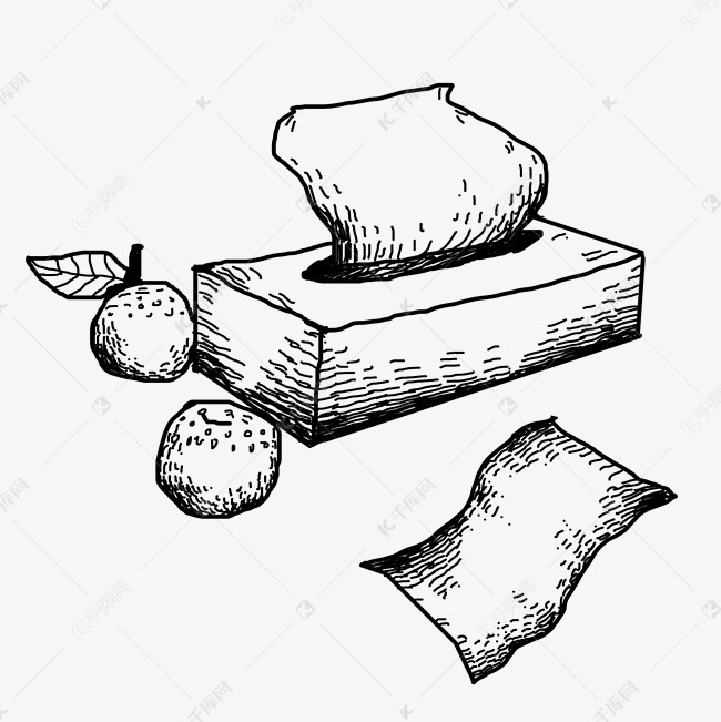 线描纸巾手绘插画