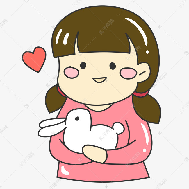 抱着兔子的女孩