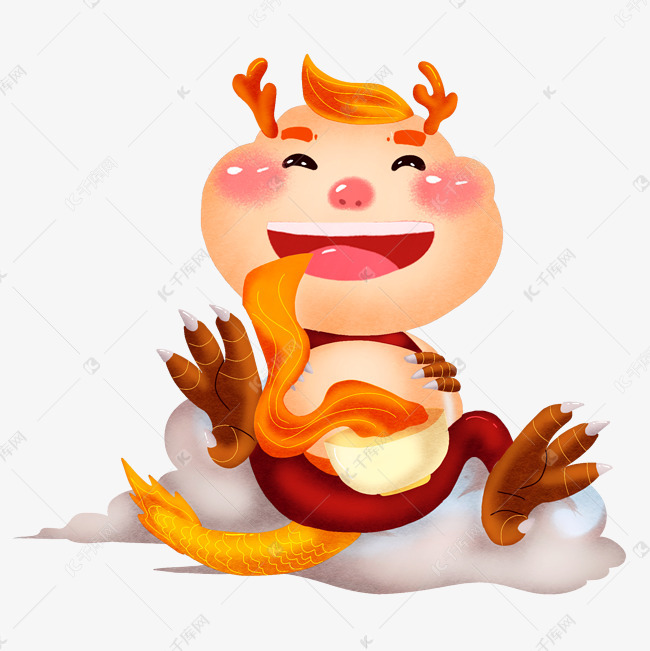 手绘吃龙须面png图