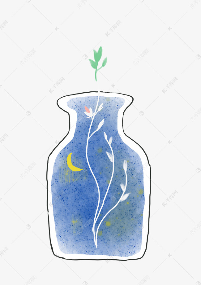 手绘心愿瓶礼物png素材