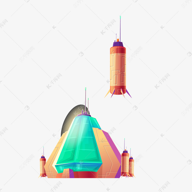 卡通ufo导弹发射矢量素材