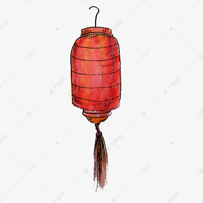 中国水墨传统国画灯笼中国红装饰
