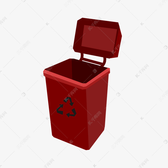 红色的垃圾桶手绘插画