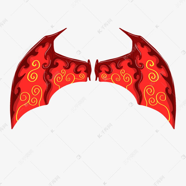 红色花纹恶魔之翼插画