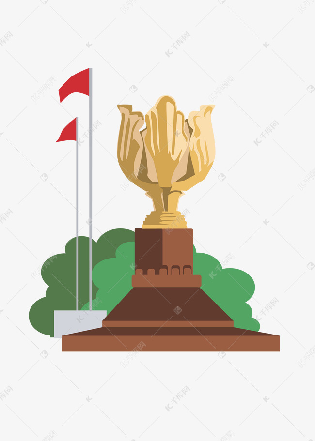 手绘地标性建筑-香港金紫荆广场