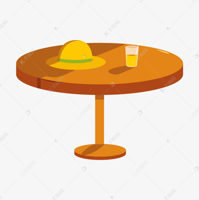 矢量卡通圆桌上的帽子和果汁免抠