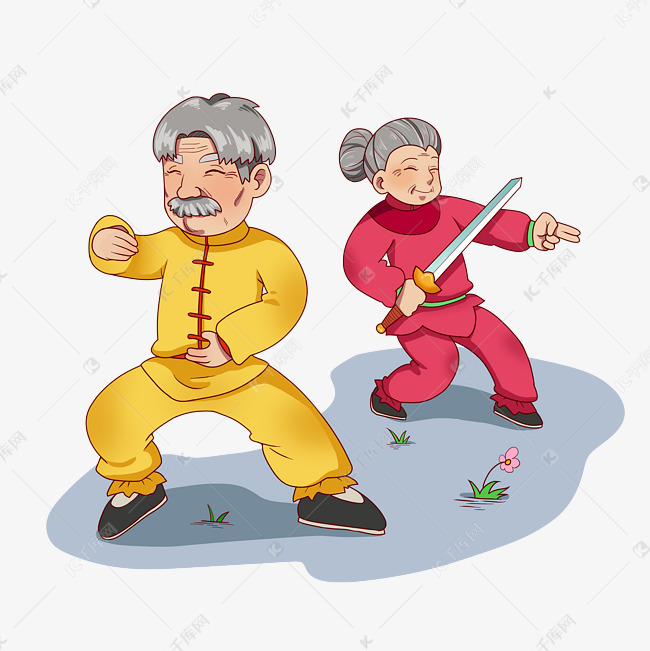 公园打太极的和太极剑的奶奶