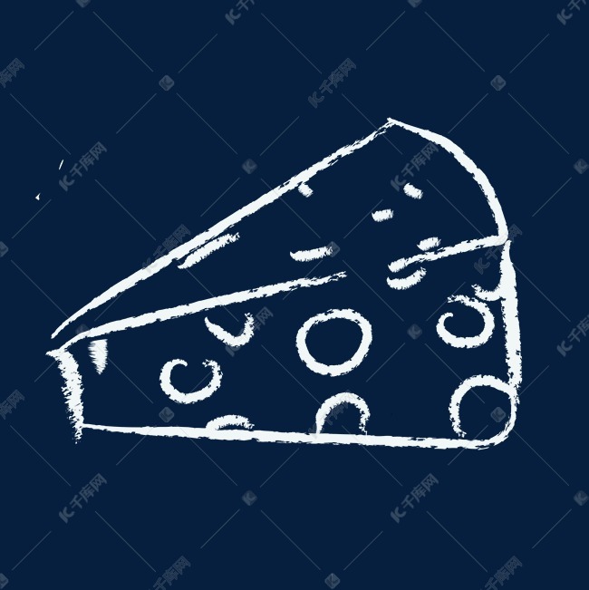 白色手绘可爱清新奶酪简笔画