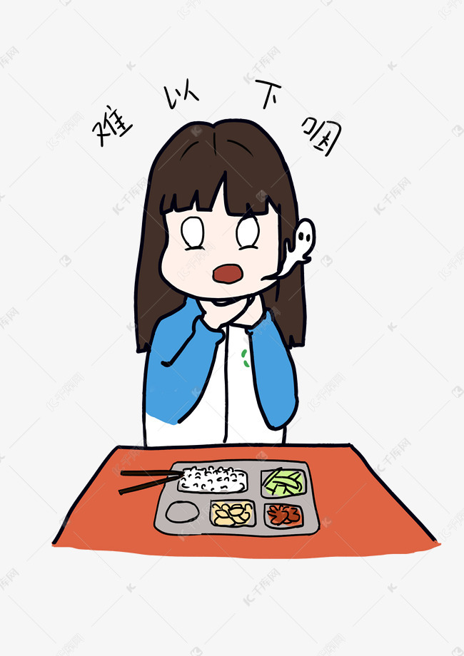 开学小女生卡通人物形象难以下咽表情包