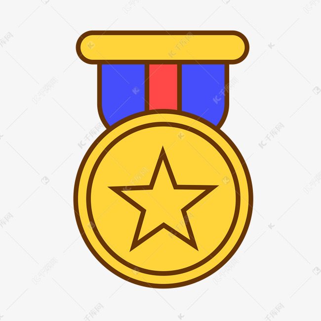 金色荣耀勋章卡通手绘素材免费下