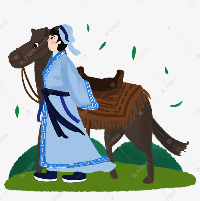 清明节古装牵马踏青