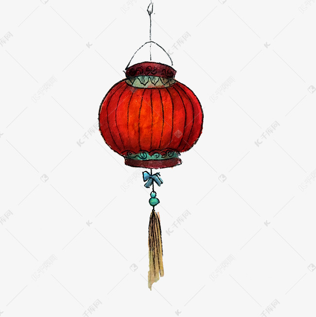 中国红灯笼装饰传统水墨国画春节