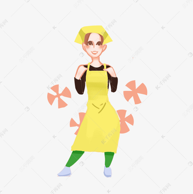 可爱女生花店店员卡通形象