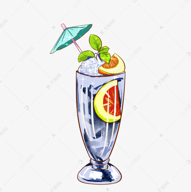 卡通手绘夏季冰爽饮料杯插画