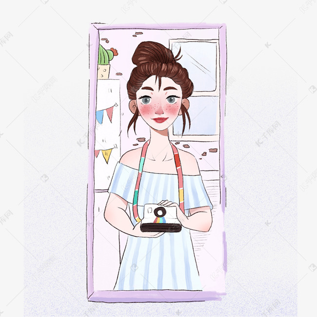 卡通镜子里的美女